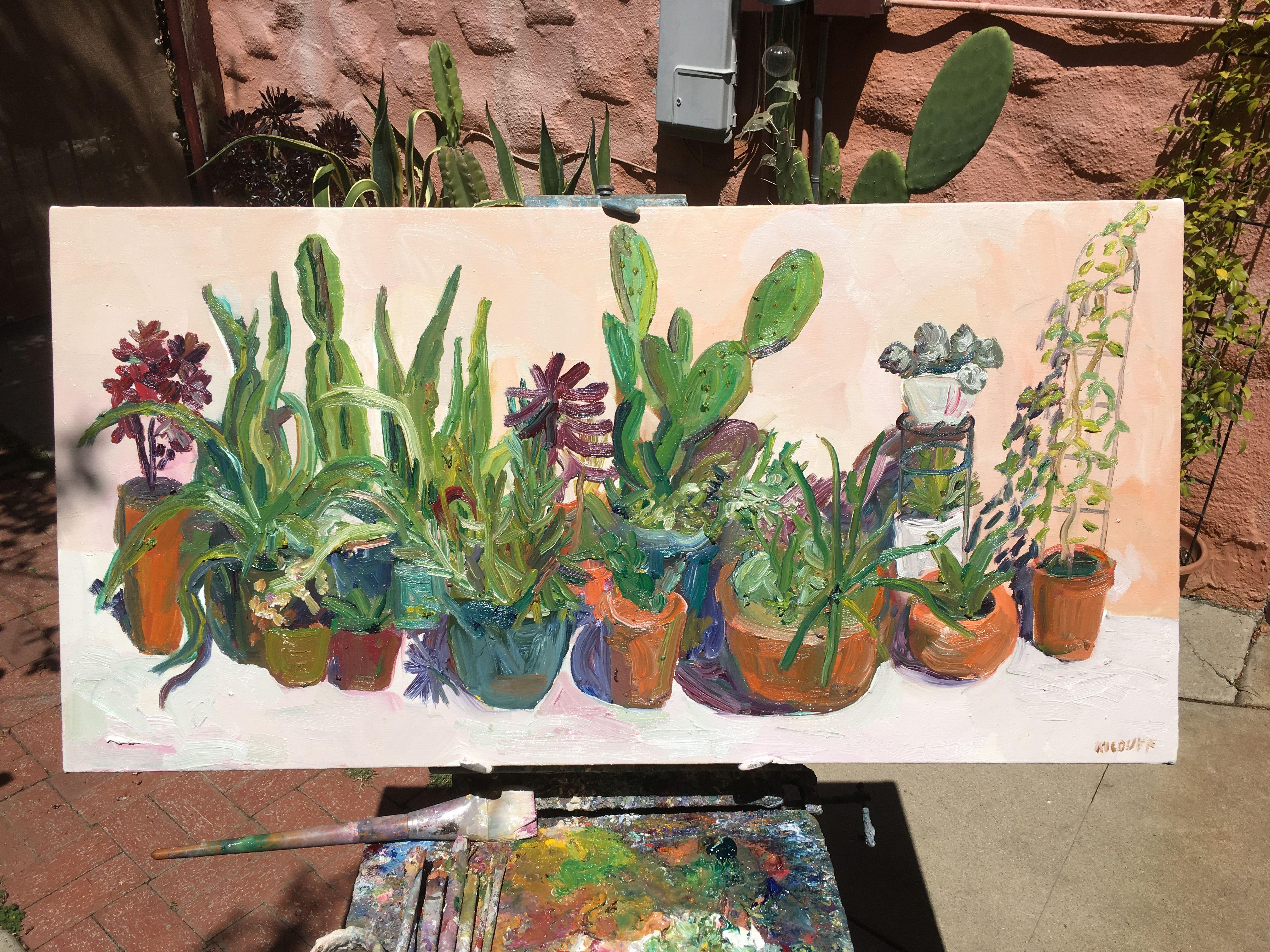 Jardín de cactus de Sari, Pintura, Óleo sobre lienzo en venta 1
