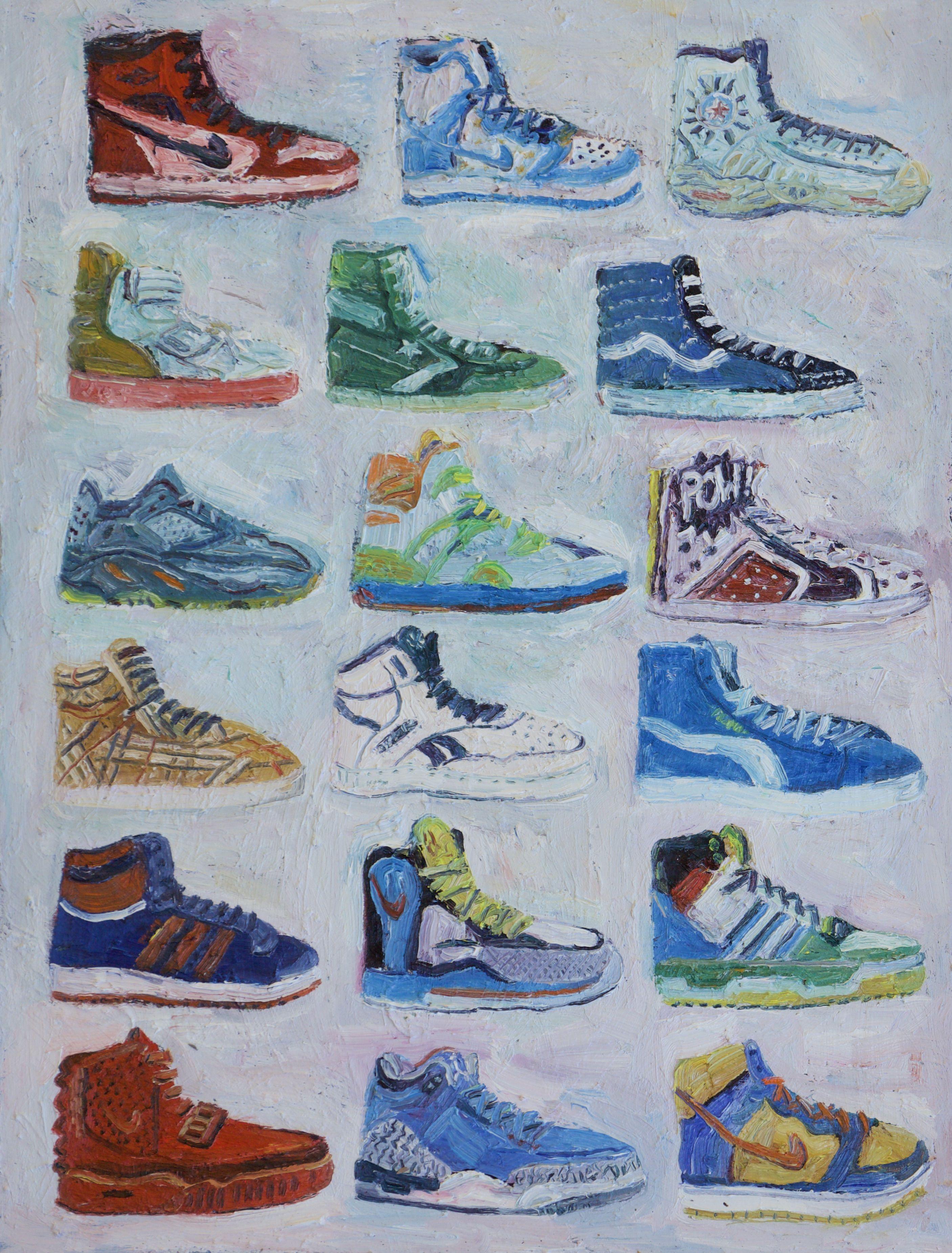 John Kilduff - Sneaker Collection, Painting, Oil on Canvas For Sale at  1stDibs