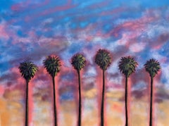 Spray Painted Palm Trees, Painting, Acrylic on Canvas