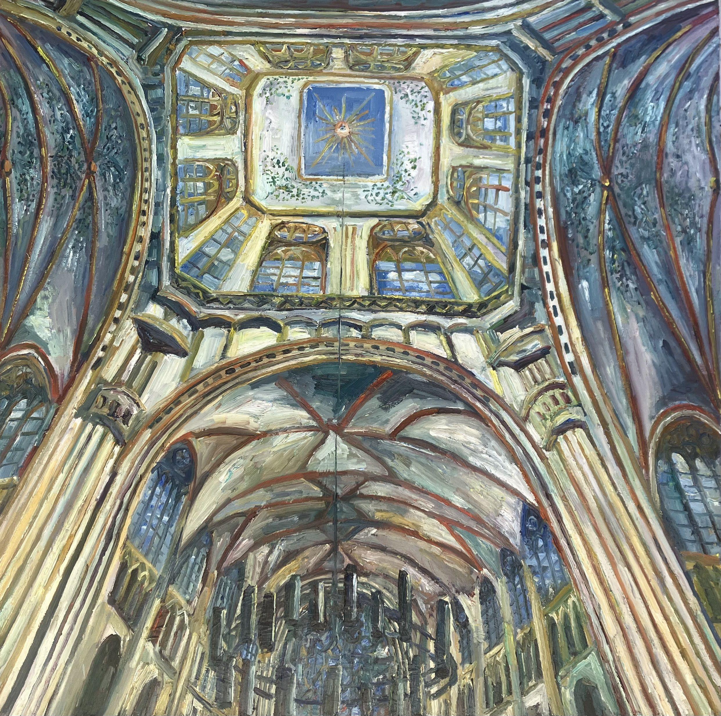 This painting is based on a sketch of the inside of St John's Cathedral in Den Bosch in the Netherlands. :: Painting :: Impressionist :: This piece comes with an official certificate of authenticity signed by the artist :: Ready to Hang: No ::