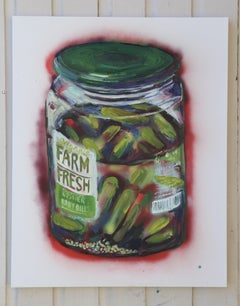 Still life of a jar of pickles #2, Painting, Oil on Canvas