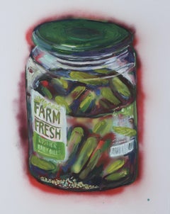 Still life of a jar of pickles #2, Painting, Oil on Canvas