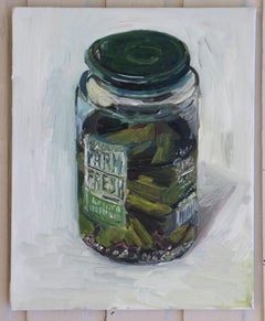 Still life of a jar of pickles #3, Painting, Oil on Canvas