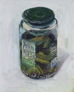 Stillleben eines Gläsers mit Pickeln #3, Gemälde, Öl auf Leinwand