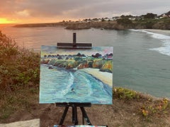 Surfing Mendocino Bay, Painting, Oil on Canvas