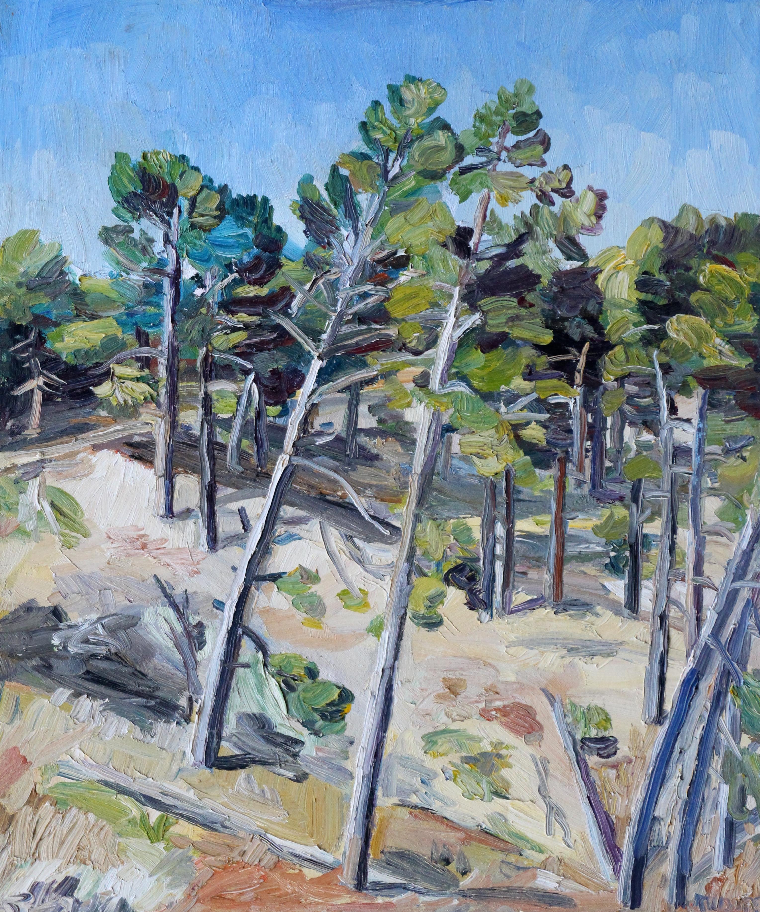 Plein air painting (painted on location) of a grove of trees on Skyline Blvd in Redwood Park in Oakland, California. :: Painting :: Impressionist :: This piece comes with an official certificate of authenticity signed by the artist :: Ready to Hang: