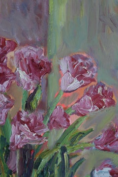 Tulips in a vase, Painting, Oil on Canvas