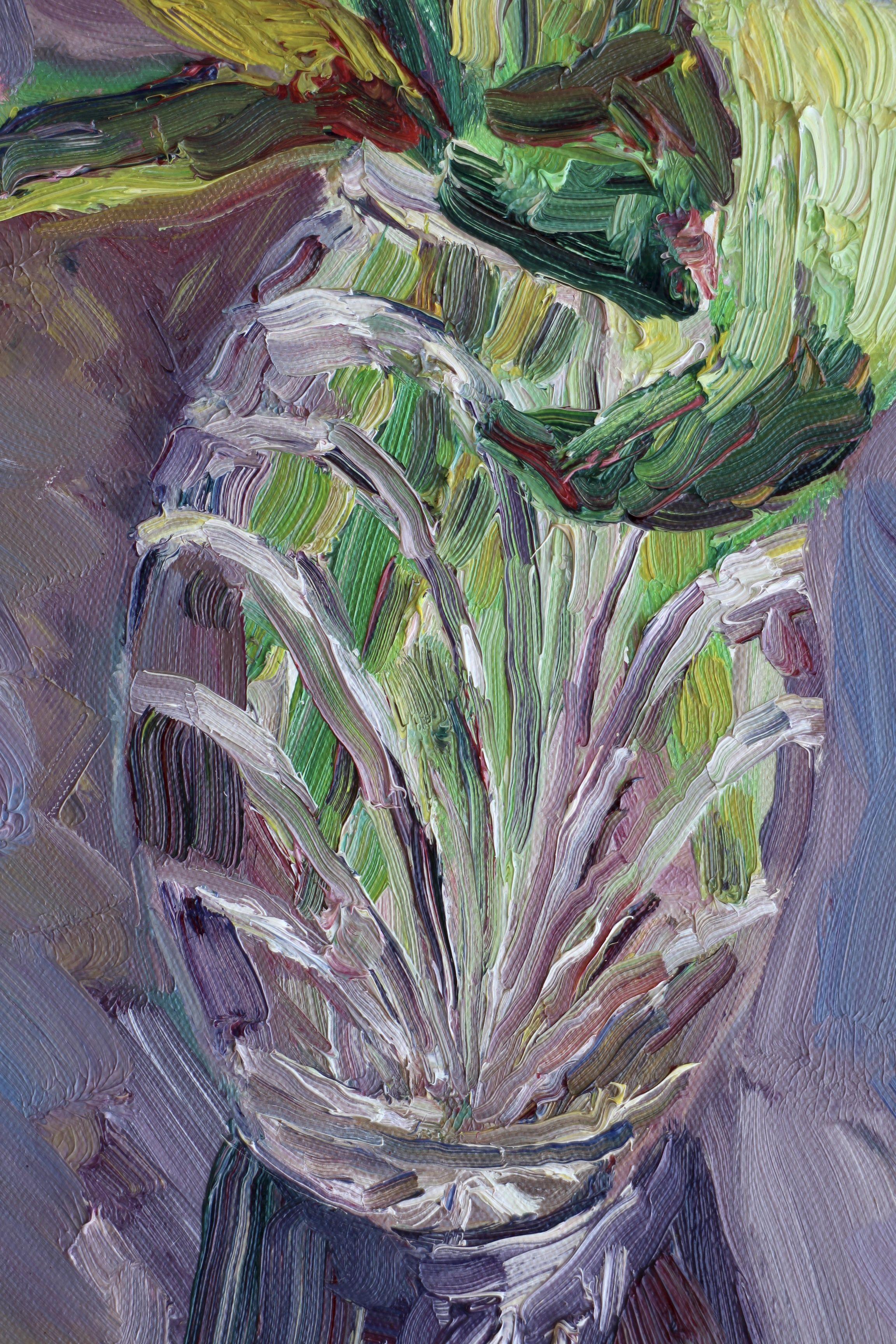Tulips in a vase, Painting, Oil on Canvas For Sale 2