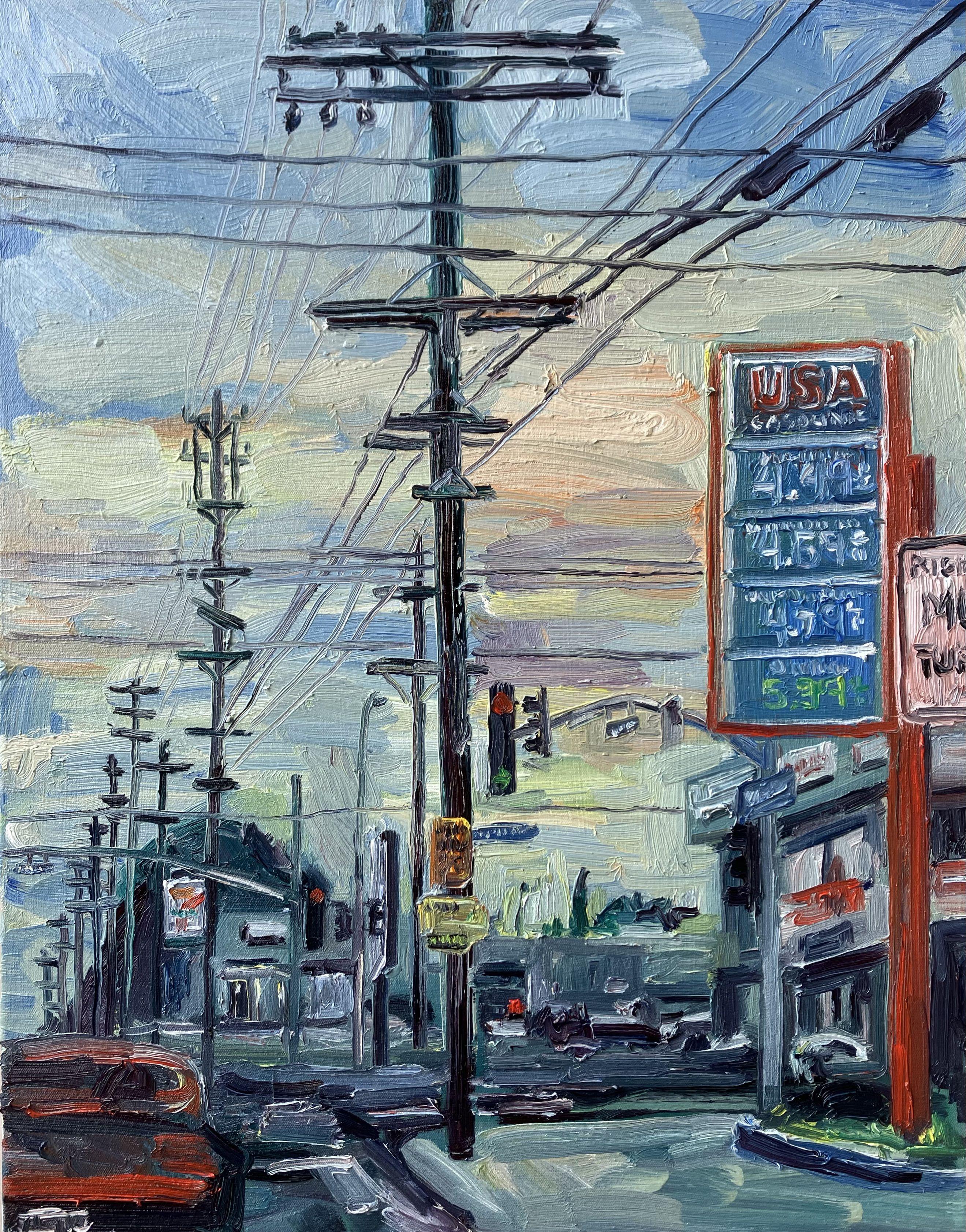 Gasoline américaine, peinture, huile sur toile - Painting de John Kilduff