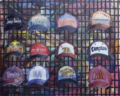 Venice Beach Hats, Painting, Oil on Canvas