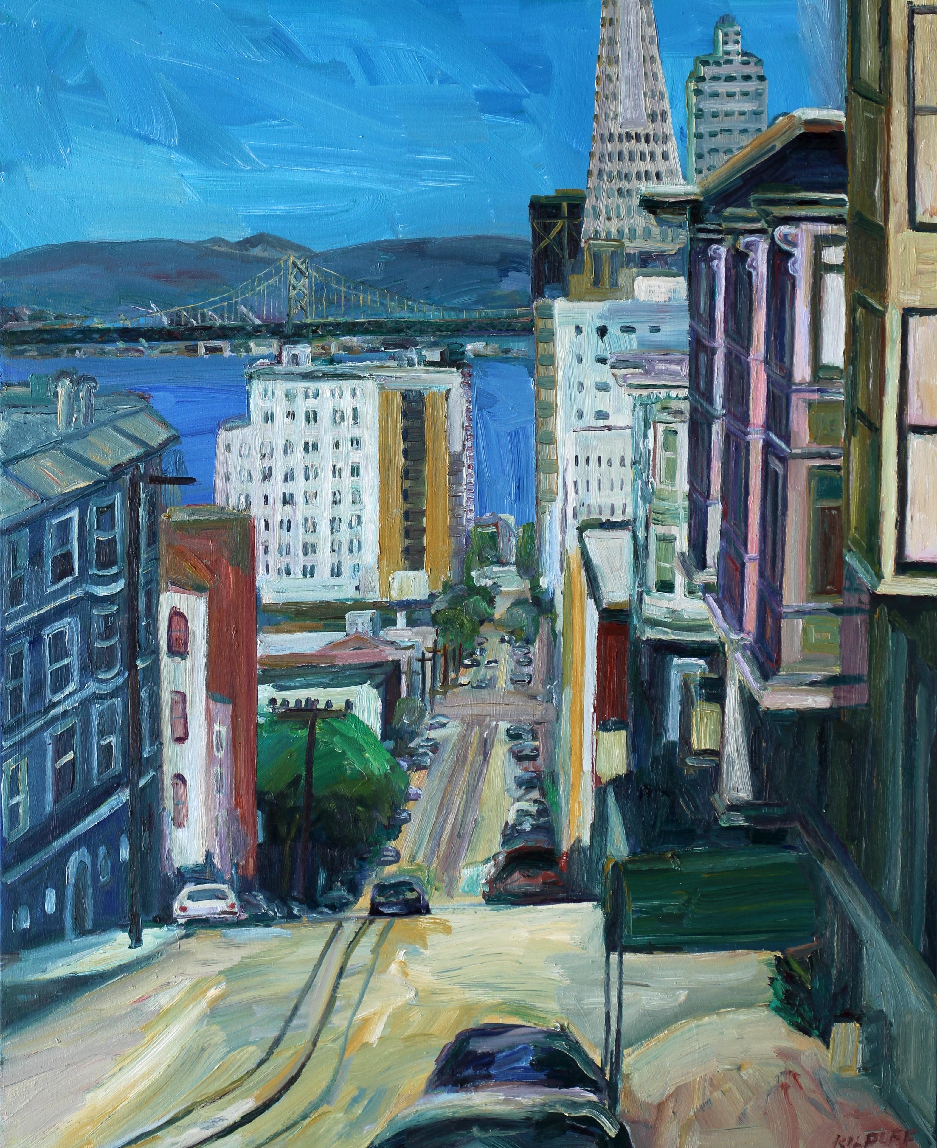 Washington Street San Fransisco, Painting, Oil on Canvas
