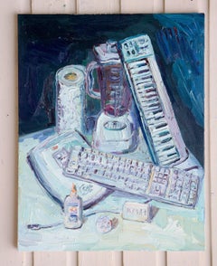 Weißes Stilleben, Gemälde, Öl auf Leinwand