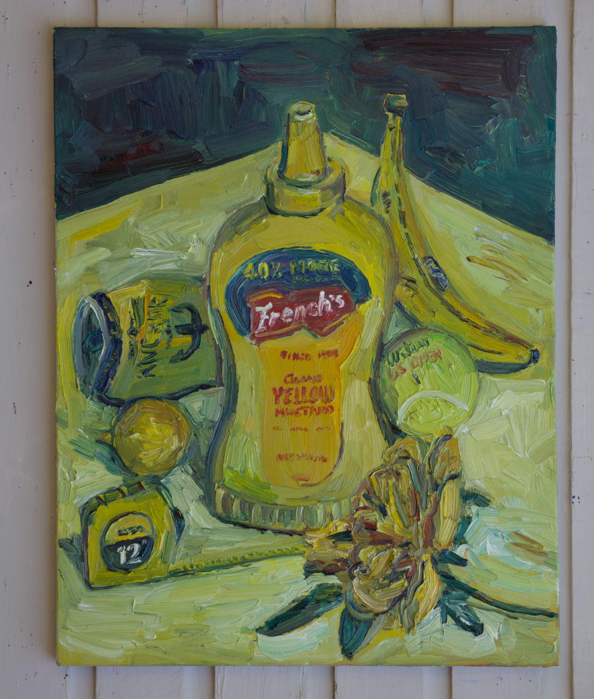 Yellow still life, Painting, Oil on Canvas For Sale 1