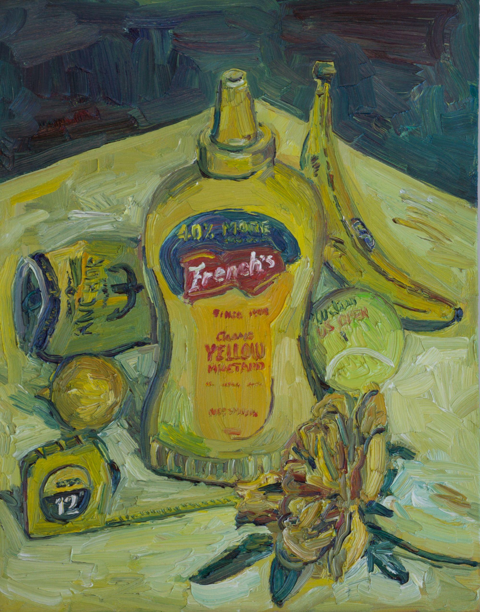 Nature morte jaune, Peinture, Huile sur toile - Painting de John Kilduff