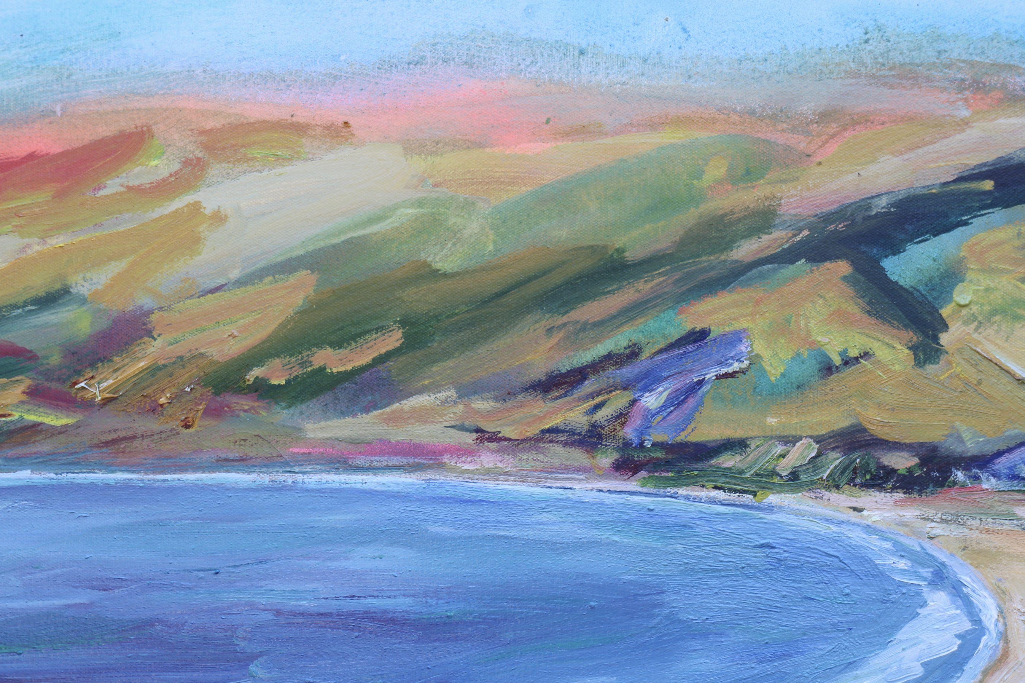 Painted in my studio based off of a plein air oil painting I did of this location (Zuma Beach, Malibu, California). Spray paint, Acrylic and Oils on Canvas. :: Painting :: Impressionist :: This piece comes with an official certificate of