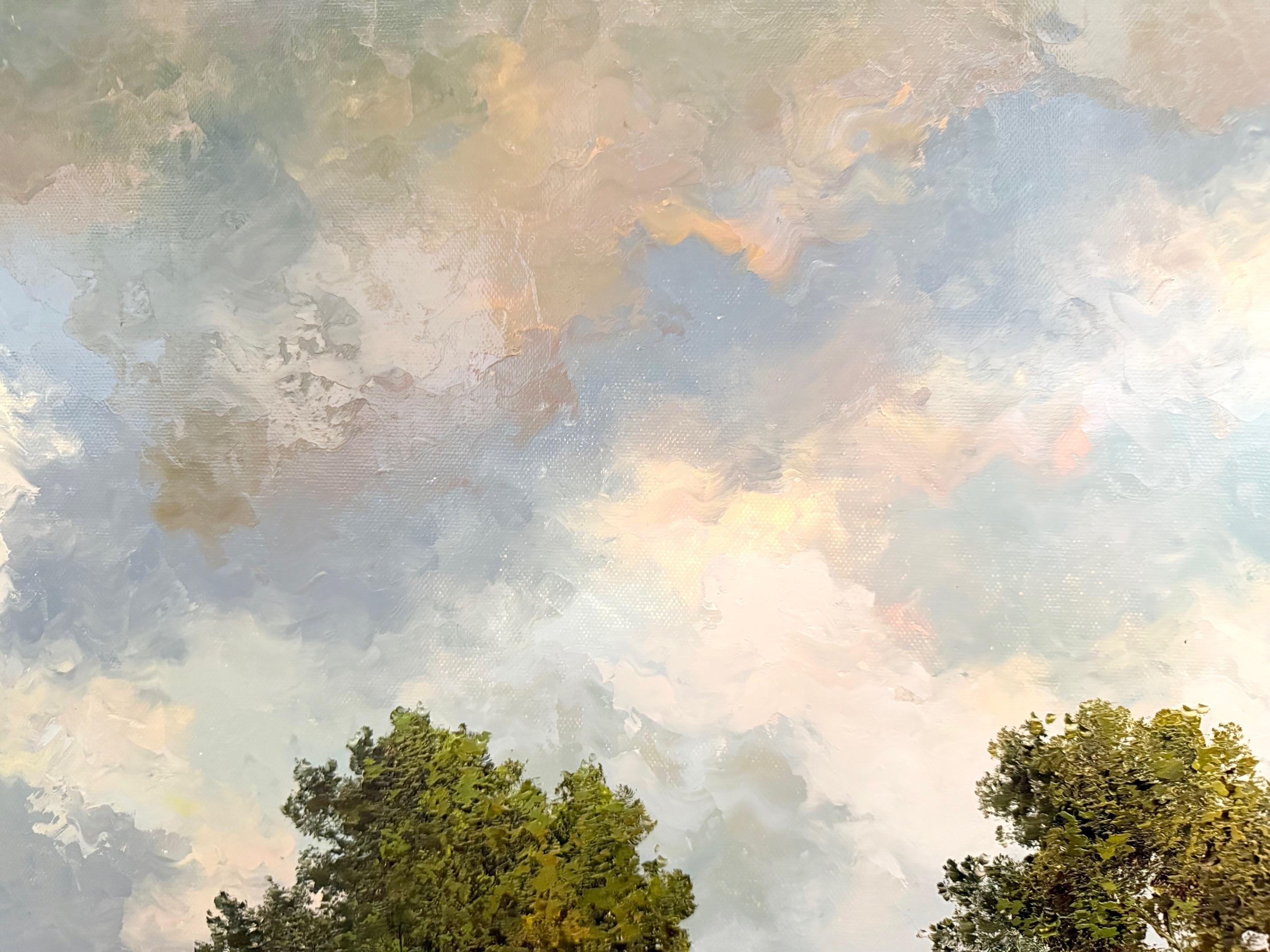 Evening Light, large oil painting by Australian artist J. King 20thC. landscape For Sale 5