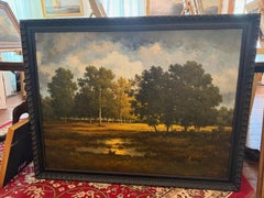 Luz vespertina, gran óleo del artista australiano J. King Paisaje del siglo XX