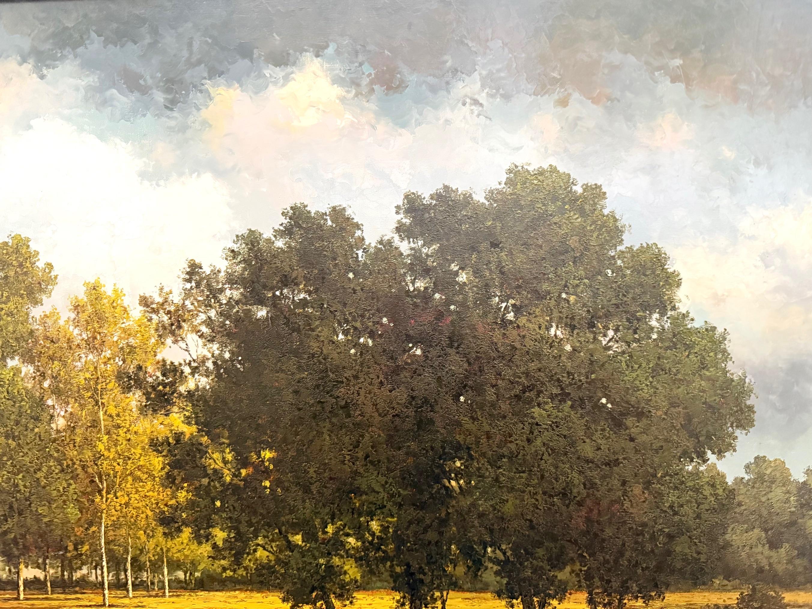 Evening Light, large oil painting by Australian artist J. King 20thC. landscape For Sale 1