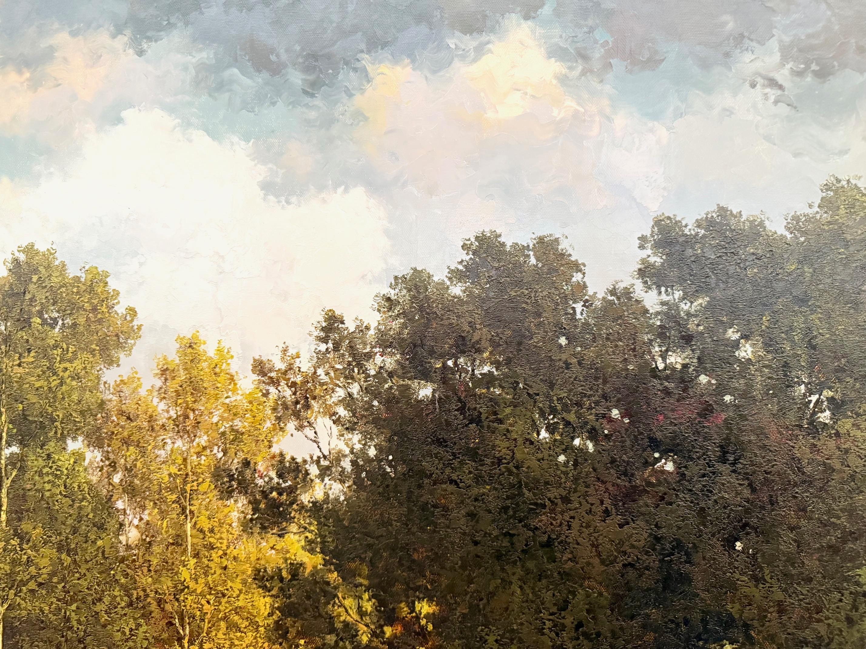 Evening Light, large oil painting by Australian artist J. King 20thC. landscape For Sale 4