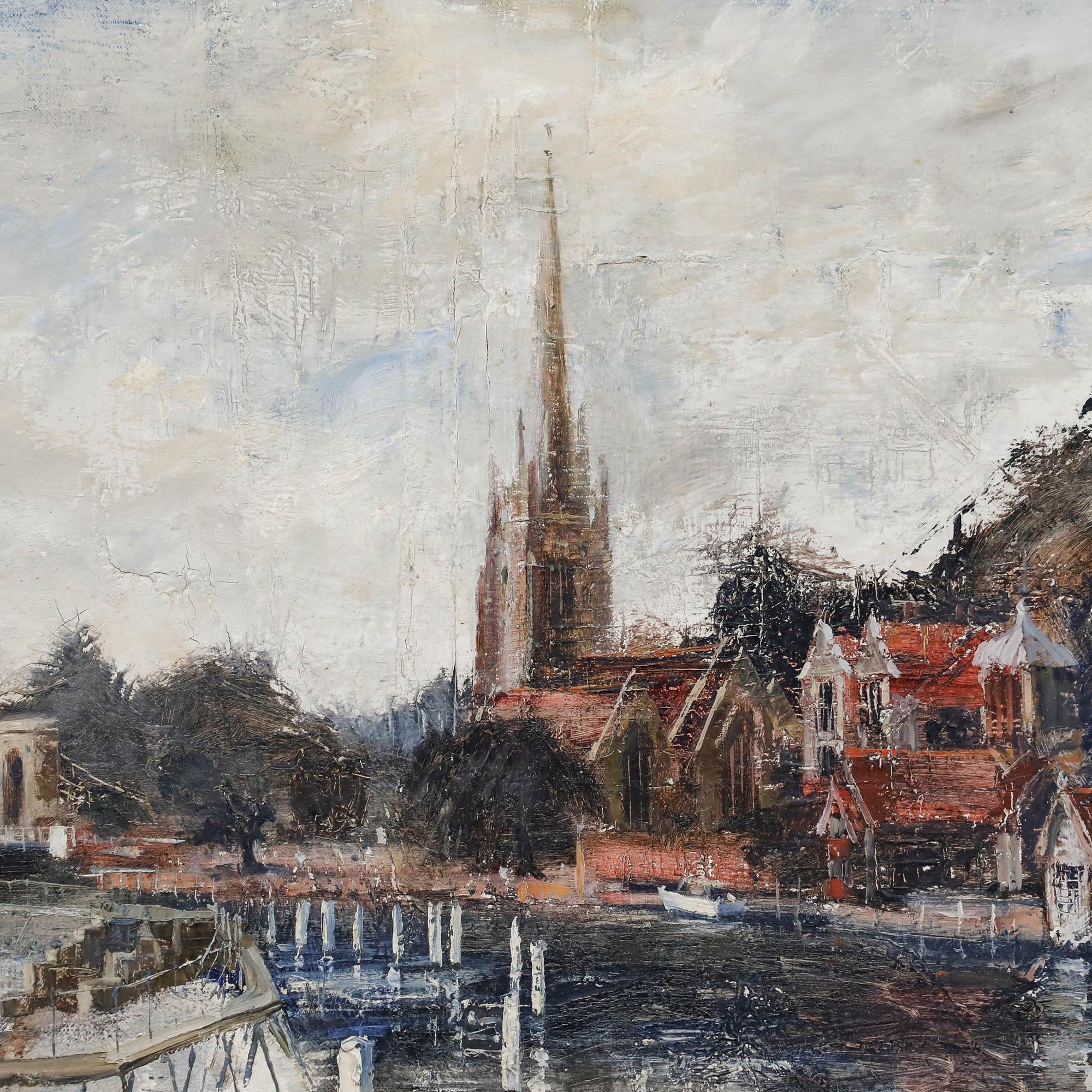 John King - 1965 Öl, Die Themse bei Marlowe im Angebot 3