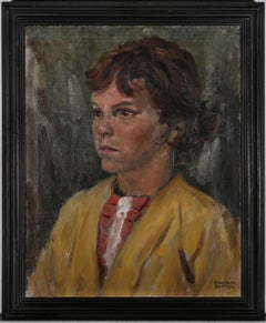 John Kingsley Sutton FRSA (1907-1976) – Ölgemälde, Mädchen in Gelb, Mitte des 20. Jahrhunderts