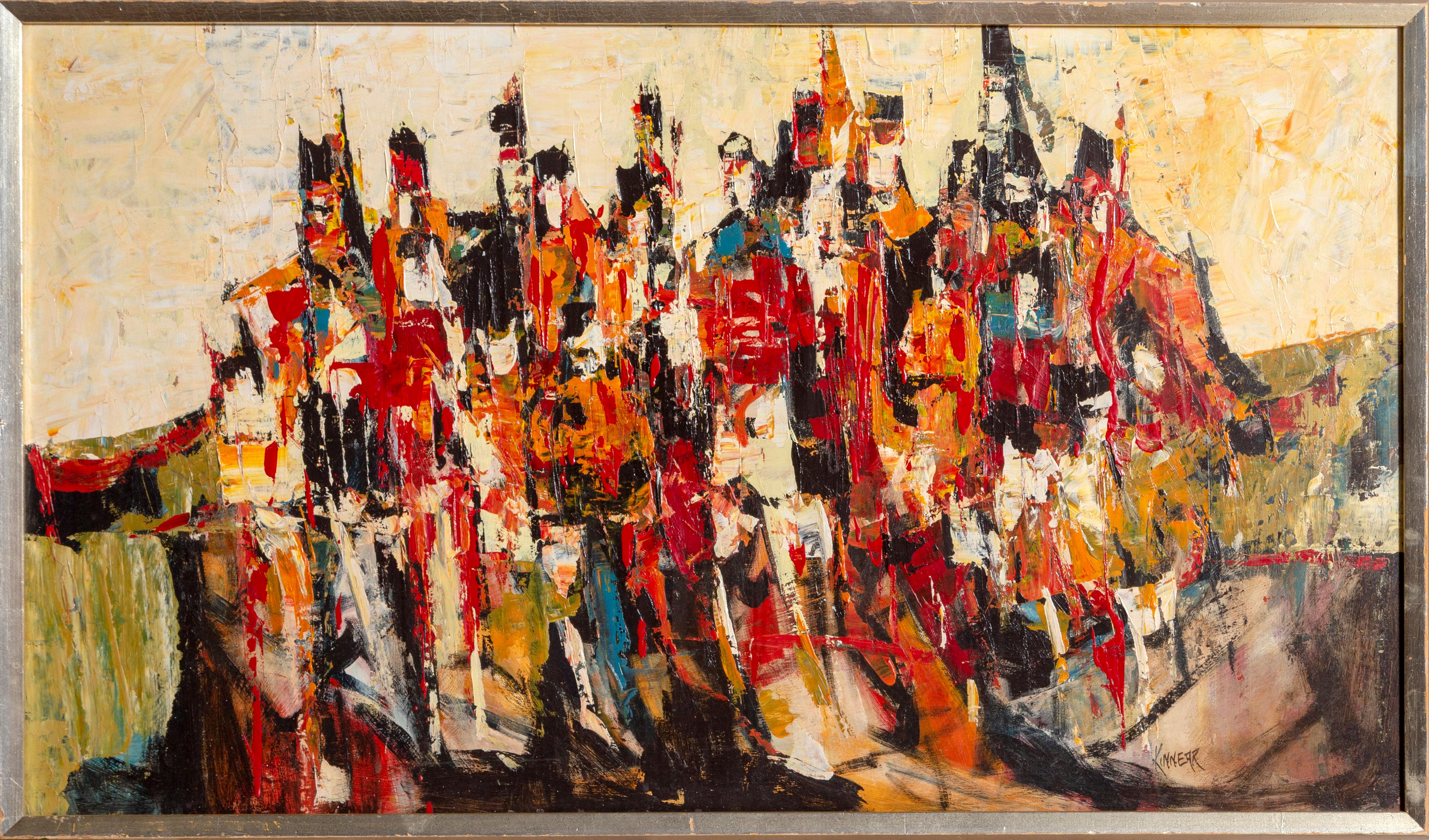 Highland Figures, Abstract Expressionist Painting by John Kinnear c1960