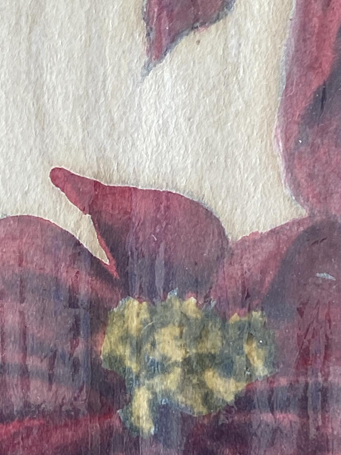 Unitiled - (Jeune fille avec des fleurs rouges) - Art déco Painting par John Knowles Hare