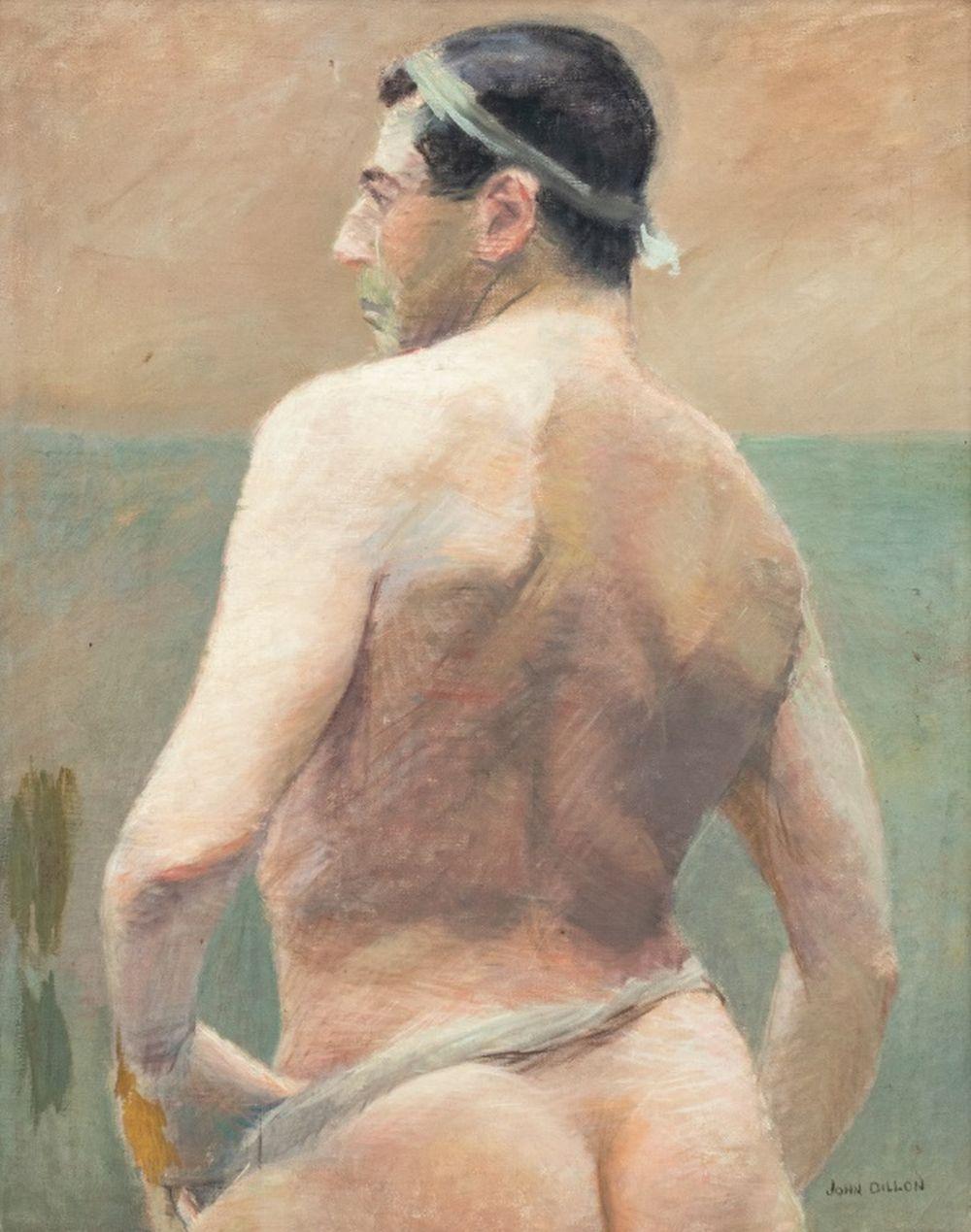 Portrait d'un homme semi-nu - Painting de John Knox Dillon