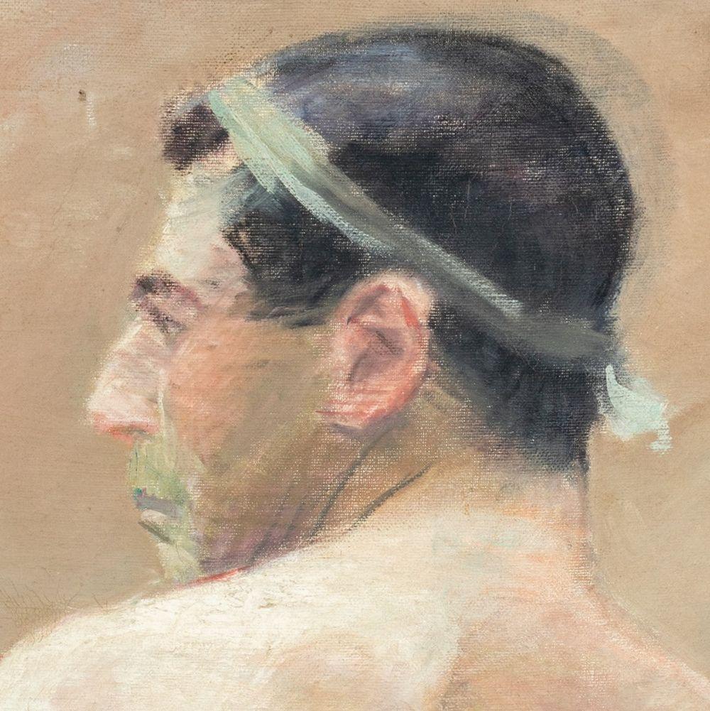 Portrait d'un homme semi-nu - Post-impressionnisme Painting par John Knox Dillon