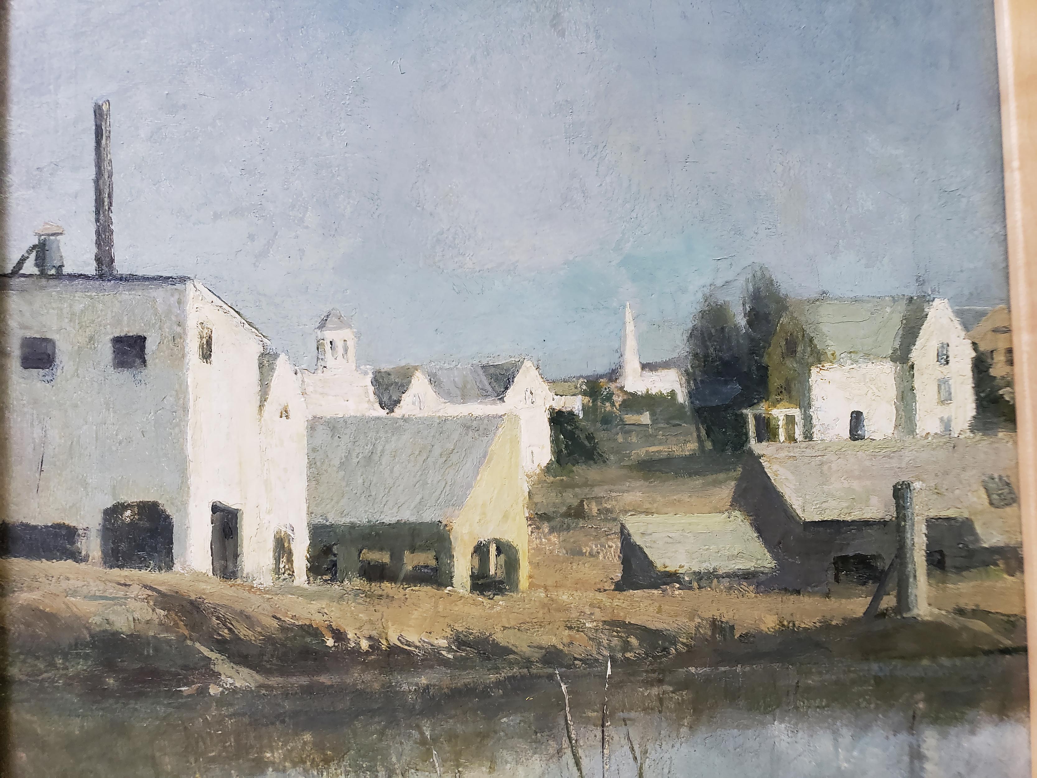 Graneros de Vermont - Estudio monocromático neutro en grises - Landscape Painting Gris de John Koch