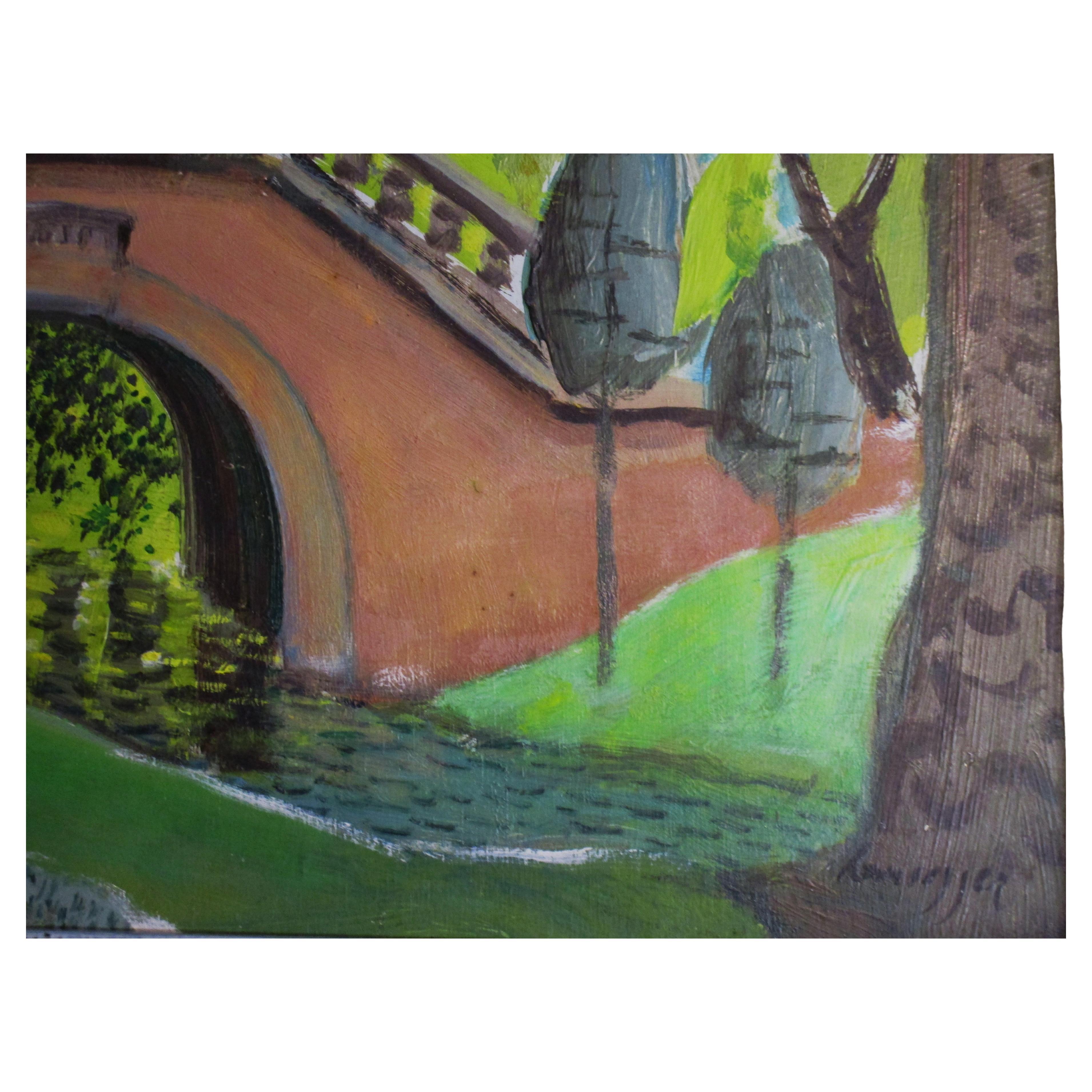 Svizzero John Konstantin Hansegger Pittura a olio su tavola Paesaggio impressionista 1978 in vendita