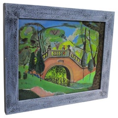 John Konstantin Hansegger Pittura a olio su tavola Paesaggio impressionista 1978