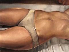 "Panties" Painting, Oil on Linen, Earth Tones, Nude, Figurative