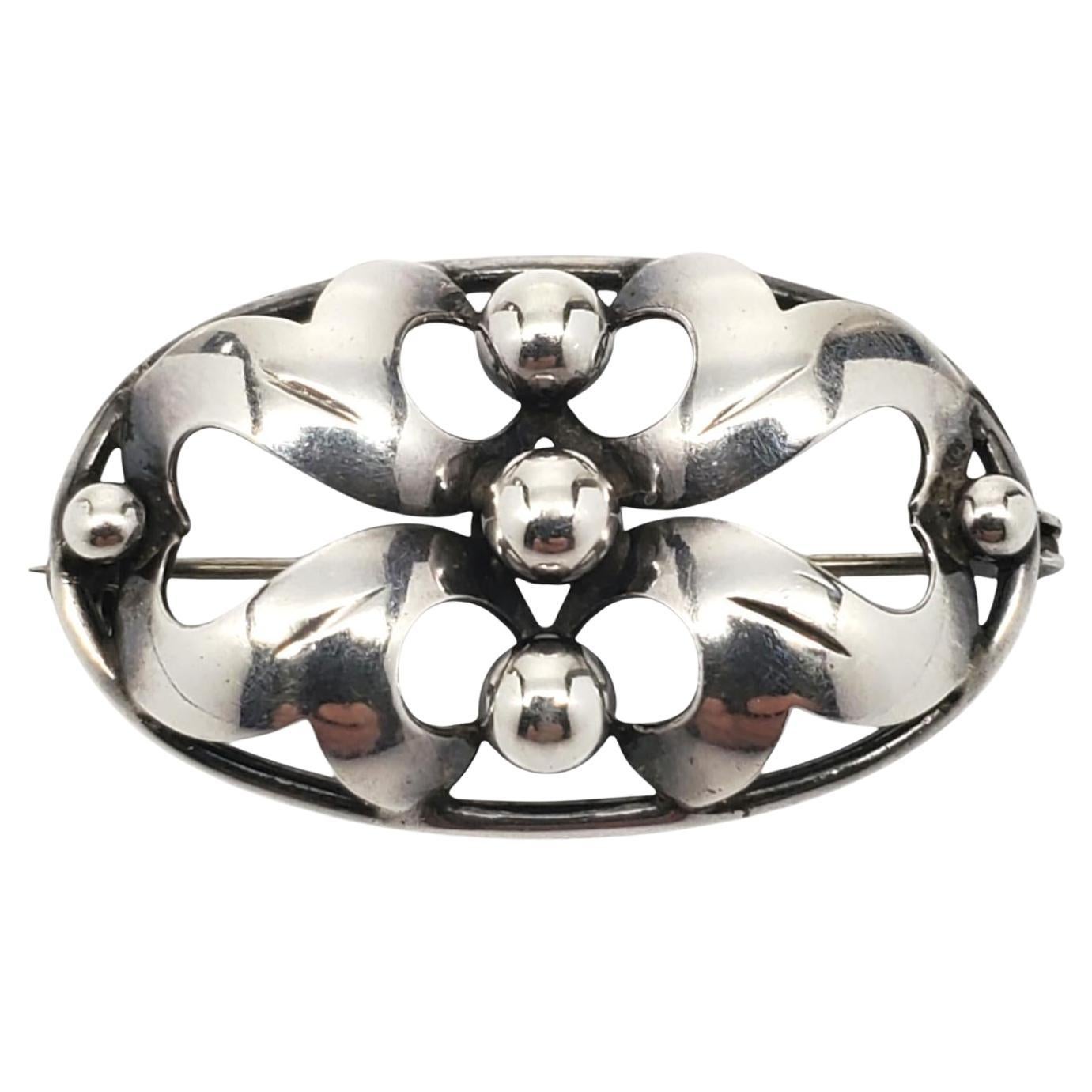John L Denmark Sterling Silver Leaves & Berries Brooch #20783