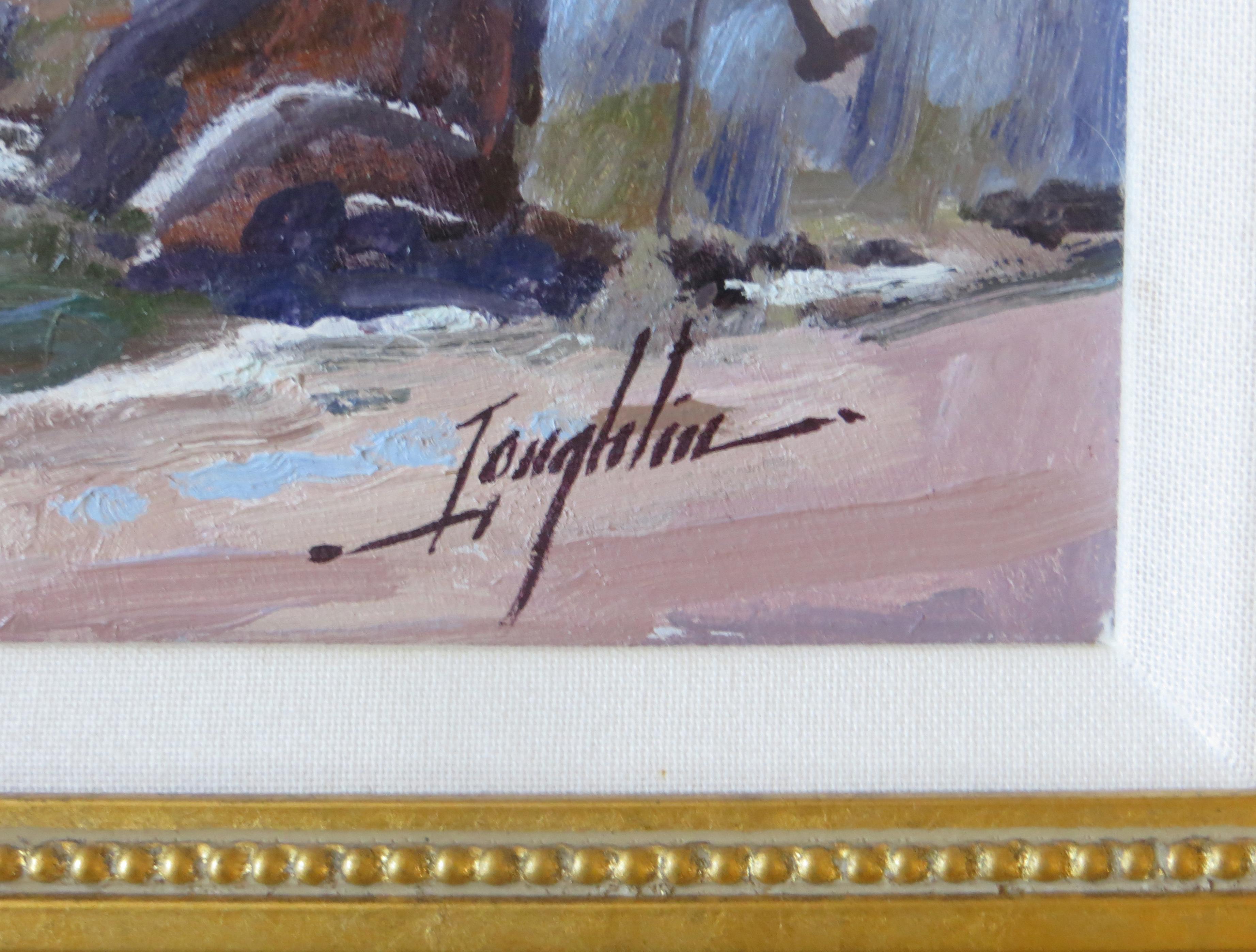 Küstenszene (Grau), Landscape Painting, von John L. Loughlin