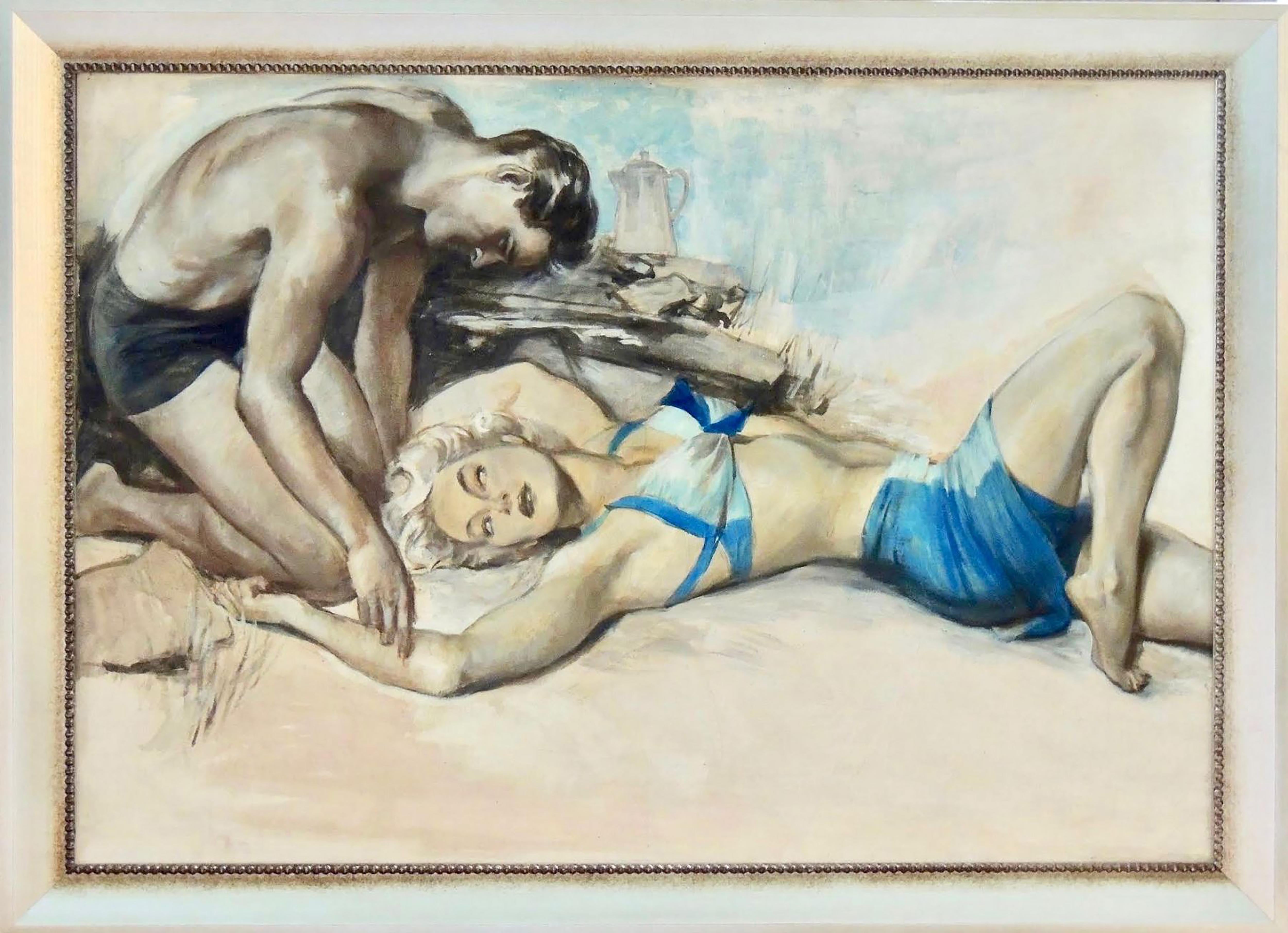 Tumbarse en la playa - Painting de John Lagatta
