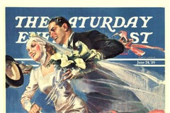 Poster d'epoca originale del Saturday Evening Post del 1939, 'The Wedding', con supporto in lino