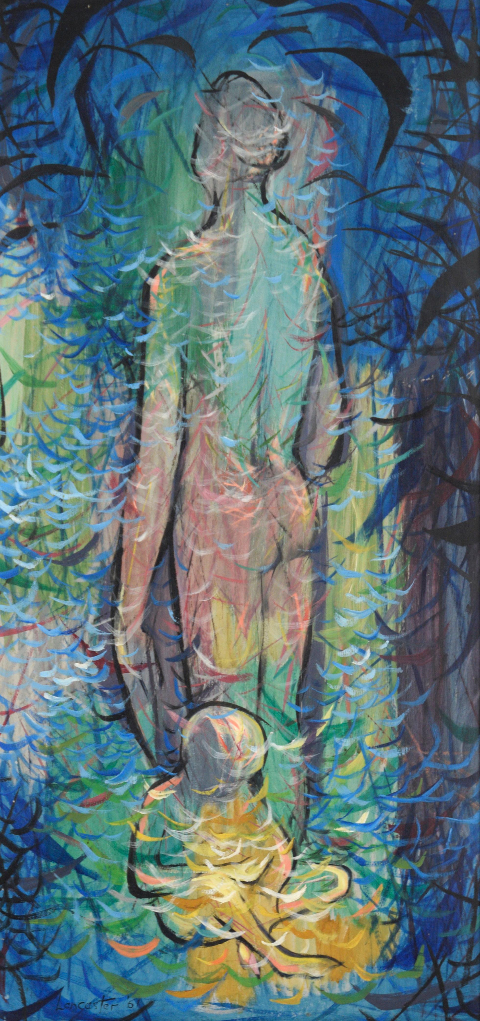 Mirando al Bosque Sagrado - Figurativo Místico - Painting de John Lancaster