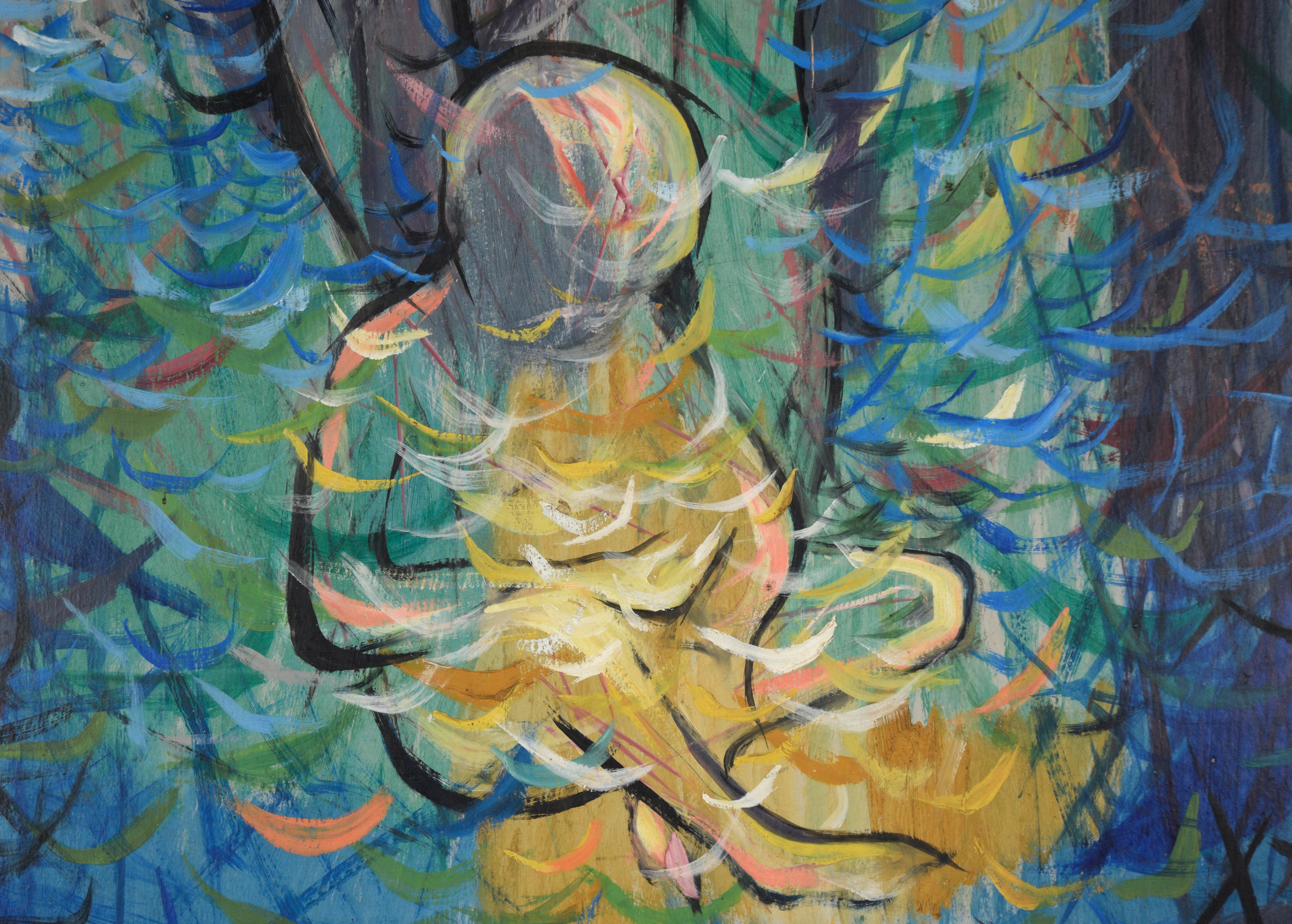 Looking into the Sacred Forest - Mystical Figurative For Sale 1