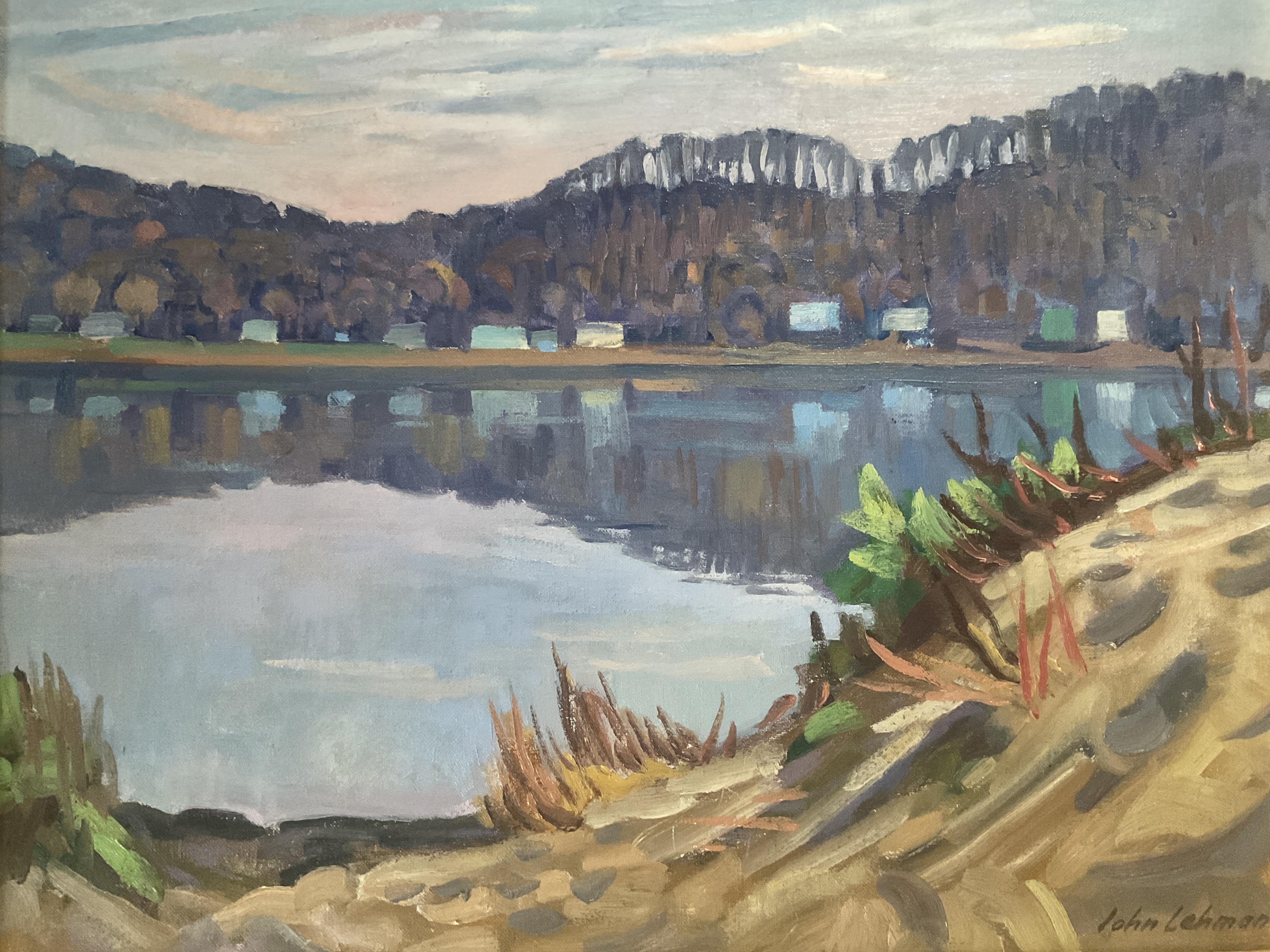 Peinture à l'huile moderne de Pennsylvanie, Scène de la rivière Susquehanna - Vue du County - Painting de John Landis Lehman