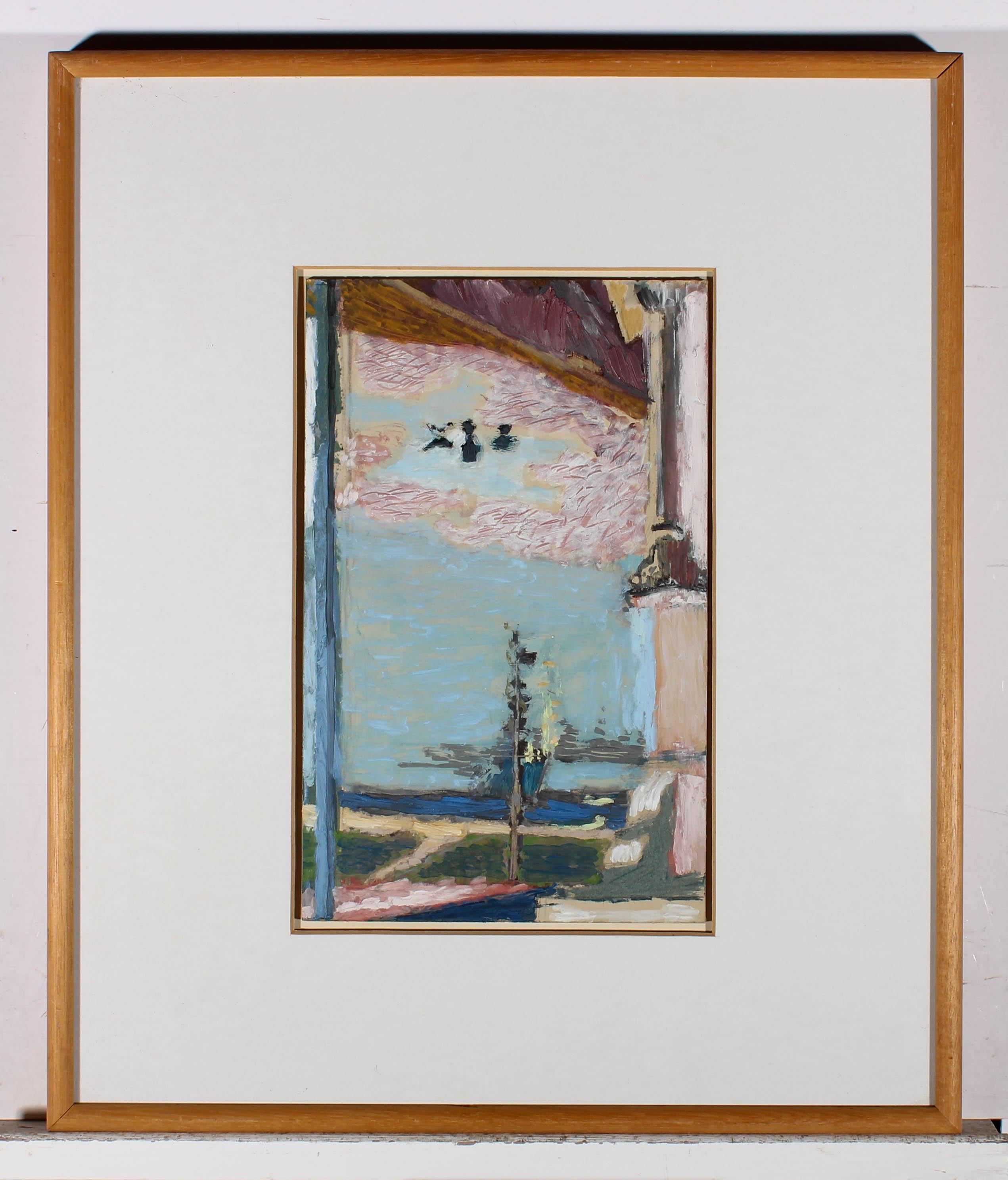 Attribut. Gerahmte Mixed Media-Landschaft von John Langton (geb. 1932) im Angebot 2
