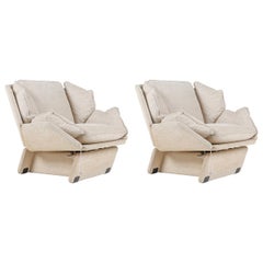 John Lautner Style Lounge Chairs in Wool by Saporiti
