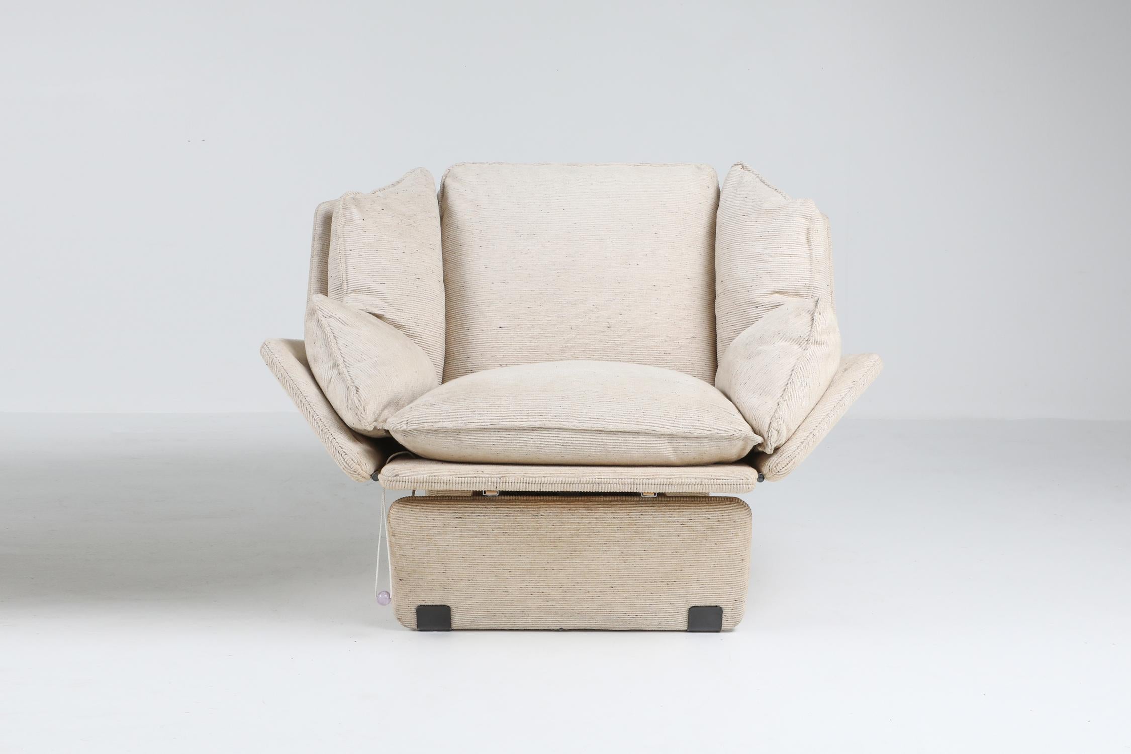 European John Lautner Style Pair of Lounge Chairs in Cream Wool