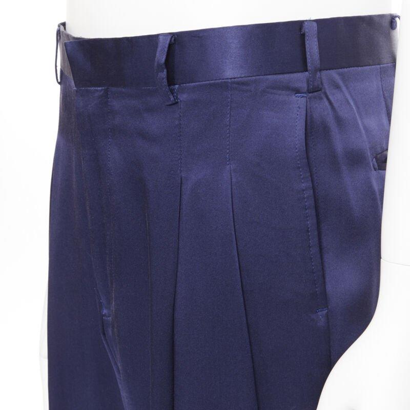 JOHN LAWRENCE SULLIVAN rich royal blue viscose dual pleat trousers pants 30