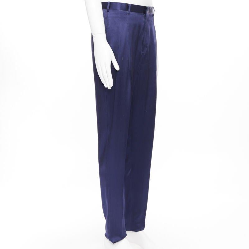 Blue JOHN LAWRENCE SULLIVAN rich royal blue viscose dual pleat trousers pants 30