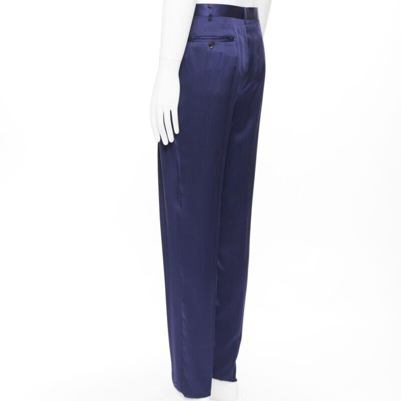 JOHN LAWRENCE SULLIVAN - Pantalon à double plis en viscose bleu royal riche 30