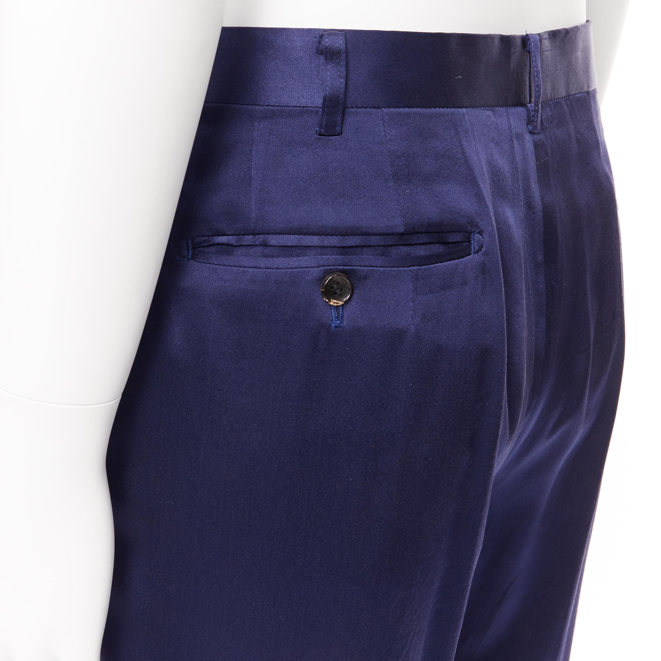 JOHN LAWRENCE SULLIVAN rich royal blue viscose dual pleat trousers pants 30