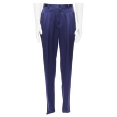JOHN LAWRENCE SULLIVAN rich royal blue viscose dual pleat trousers pants 30"