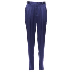 JOHN LAWRENCE SULLIVAN rich royal blue viscose dual pleat trousers pants 30"