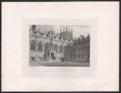 Four engravings of Oxford University. Antique C19th engravings